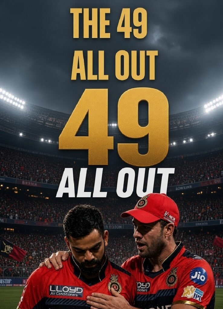 RCB 49 All Out vs KKR Scorecard